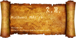 Kulhavi Márk névjegykártya